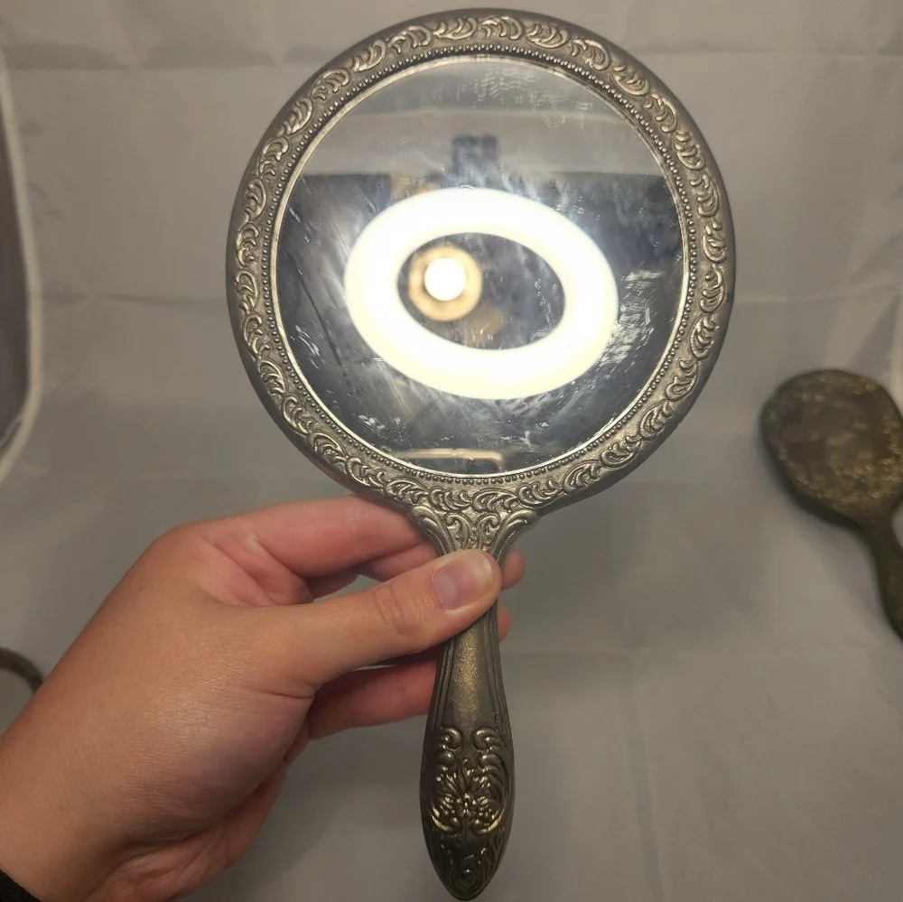 Vintage 3 Piece Sterling Silver Hand Held Mirror, Pocket Mirror and Hair…